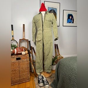 Vintage Cotton Flight Suit – Military Style – Multiple Pockets – Size M
